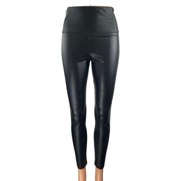 Aritzia Wilfred Free Black Faux Leather Trim High Rise Leggings Pants Size S - Picture 1 of 4